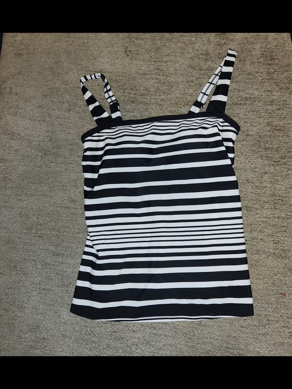 VENUS Black & White Striped Tank with Wide Straps